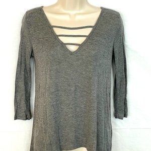 Silver Criss-Cross Chested Long Sleeve Top
